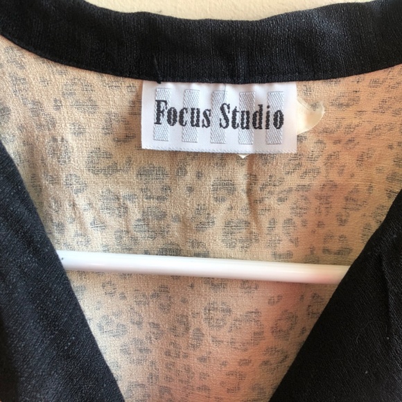 VINTAGE Focus Studio leopard print women’s top, bowling shirt - Picture 3 of 5